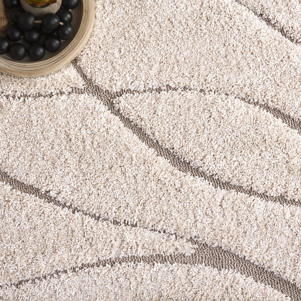 SAFAVIEH Florida Shag Collection Area Rug - 9'6" x 13', Cream & Beige, Non-Shedding & Easy Care, 1.2-inch Thick Ideal for High Traffic Areas in Living Room, Bedroom (SG471-1113)