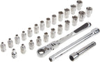 GEARWRENCH 27 Pc. 1/4" Drive 6 Pt. Pass-Thru Mechanics Tool Set, Standard SAE/Metric - 891427