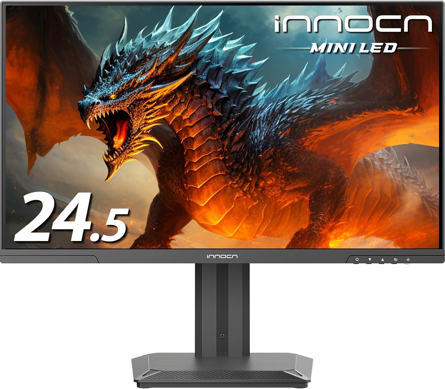 INNOCN 24.5" 2K QHD 2560 x 1440P 240Hz Monitor  Gaming Console Ready  Mini-LED Precisely Local Dimming  Monitor for Mac  HDMI 2.1  DP 1.4  Height Pivot Adjustable Stand  Black - 25M2S