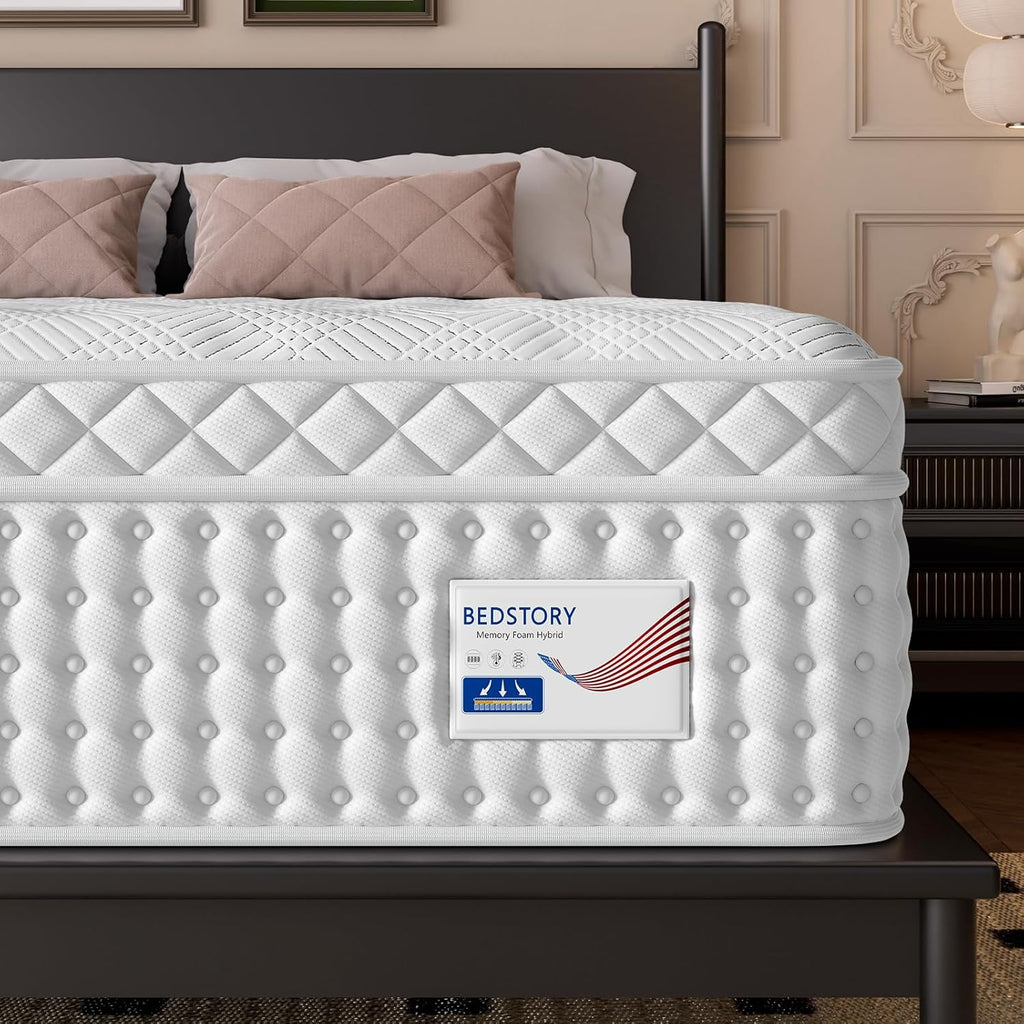 BedStory 12 Inch Firm Full Mattress with Extra Lumbar & Shoulder Support, Signature Collection Hybrid Mattresses for Pressure Pain Relief, Fiberglass Free, 10 Years Warranty, 365 Nights Trial