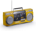 aiwa Retro Boombox CD Player with Cassette Recording  Bluetooth 5.0  FM/AM Radio  USB/SD/AUX Inputs  VU Meters  LCD Display  Dual 40W Speakers - Yellow