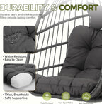 RADIATA Foldable Hanging Egg Swing Chair No Stand, Indoor Outdoor Wicker Basket Chair with Comfy Cushion, 350Lbs Durable Portable Hanging Hammock Seat for Bedroom Patio Porch Balcony, Dark Grey