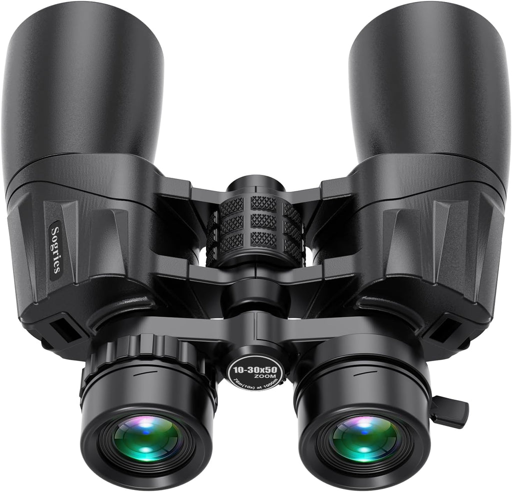 10-30x50 Zoom Binoculars for Adults  High Powered Military Binoculars for Bird Watching Traveling Hunting Concerts with Large View BAK4 FMC Lens Clear Low Light Vision at Night