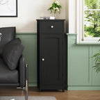 Iwell Bathroom Storage Cabinet, Small Bathroom Floor Cabinet with Drawer & Storage Shelf, Free-Standing Organizer Cabinets for Hallway/Living Room, Black