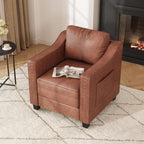 Mid Century Modern Accent Chair, 30 Inches PU Leather Armchairs, Barrel Chair Living Room Chairs Club Chair with Cushion Reading Chair for Bedroom, Apartment, Reading Room, Brown