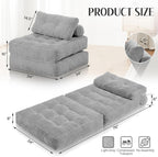 HABUTWAY Folding Sofa Bed, Convertible Sleeper Chair Bed w/Dual-Pillow & Handle, Foldable Floor Sofa Lounge w/Back Support for Living Room, Bedroom, Apartment, Office, Single, Light Grey