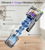 NADALY Cordless Vacuum Cleaner, 650W 55KPA 70Mins Vacuum Cleaners for Home, Anti-Tangle, Self-Standing Stick Vacuum with LED Display, Lightweight Vacuum for Hardwood Floors/Pet Hair/Carpet