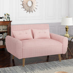 Shintenchi Small Modern Loveseat Couch Sofa, Mid Century Fabric Upholstered 2-Seat Sofa Couch Love Seats Furniture for Small Space,Living Room,Studio,Apartment with 2 Pillows, Pink