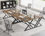 LVB Wood Computer Desk, Rustic Home Office Executive Desk for Bedroom, Industrial Wooden Computer Writing Study Work Gaming Table, Modern Metal PC Student Simple Desk with Storage, 55 Inch, Rustic Oak