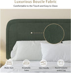 BarnFurin King Size Boucle Bed Frame and Headboard, Cloud Upholstered Platform Bed Frame, Soft Rounded Corners, No Box Spring Required, Non-Slip and Noise-Free, Easy Assembly, Green