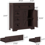 Vabches Farmhouse Storage Cabinet with 2 Doors and 4 Drawers, Freestanding Bathroom Storage Cabinet Kitchen Pantry, Floor Cupboard for Living Room/Bathroom/Kitchen,Espresso