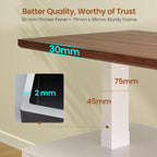 SEDETA Farmhouse Electric Standing Desk, 63" Height Adjustable Computer Desk with 3 Drawers, Storage Shelves, Power Outlets, Wood Home Office Stand up Desk for Work, Study, Writing, White