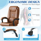 Furmax Office Chair with Footrest Ergonomic High Back Design Executive Computer Desk Chair400lbs, 90-135° Reclining Leather Home Office Desk Chairs Swivel Task Chairs with Wheels (Brown)