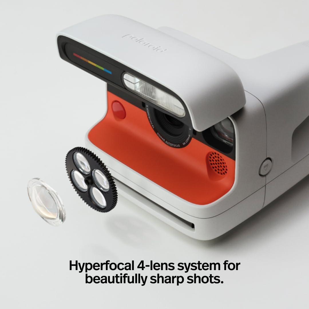 Polaroid Flip Instant Camera + Color Film Bundle (16 Photos Included) - Black (6565) - Hyperfocal 4-Lens System  Sonar autofocus  and Sence Analysis with Bluetooth paired Companion app