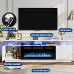 Led Fireplace TV Stand 70 in, Modern Electric Fireplace TV Stand with Cabinets, 2 Tier TVStand with 36 in Fireplaces, Entertainment Center with Fireplaces for TVs Up to 80