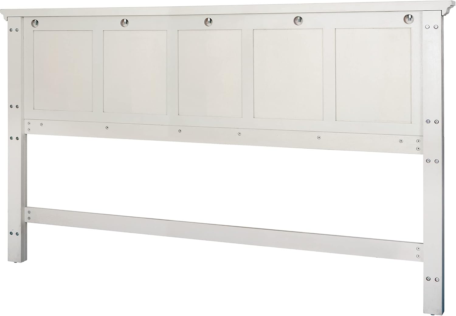 OSP Home Furnishings Farmhouse Basics King Headboard Only, Rustic White Finish