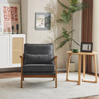Karl home Accent Chair Wide Armrest Mid-Century Lounge Chair Linen Fabric Armchair with Lumbar Pillow & Solid Wood Frame for Living Room, Bedroom, Balcony, Gray