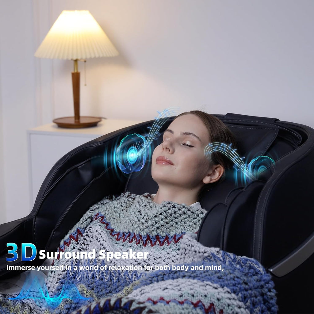 MYTHIA 2026 A303C Massage Chair, Full Body Zero Gravity Recliner with SL Track, Body Scan, 12 Auto Modes, Lumbar Heat, Bluetooth App, Wireless Charge, and Foot Rollers for Home and Office (Black)