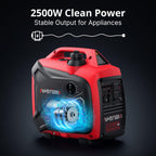 2500-Watt Inverter Generator  Super Quiet & Lightweight Gas Powered Generator  CO Sensor  RV Ready Parallel Capable  Long Run Time for Camping  Tailgating and Home Use