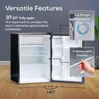 Igloo 2.6 Cu.Ft Mini Fridge with Freezer- Single Door Compact Refrigerator with Glass Shelves for Homes, Dorms & Offices- Keep Snacks, Drinks & Frozen Foods Cool with Temperature Control Fridge- Black