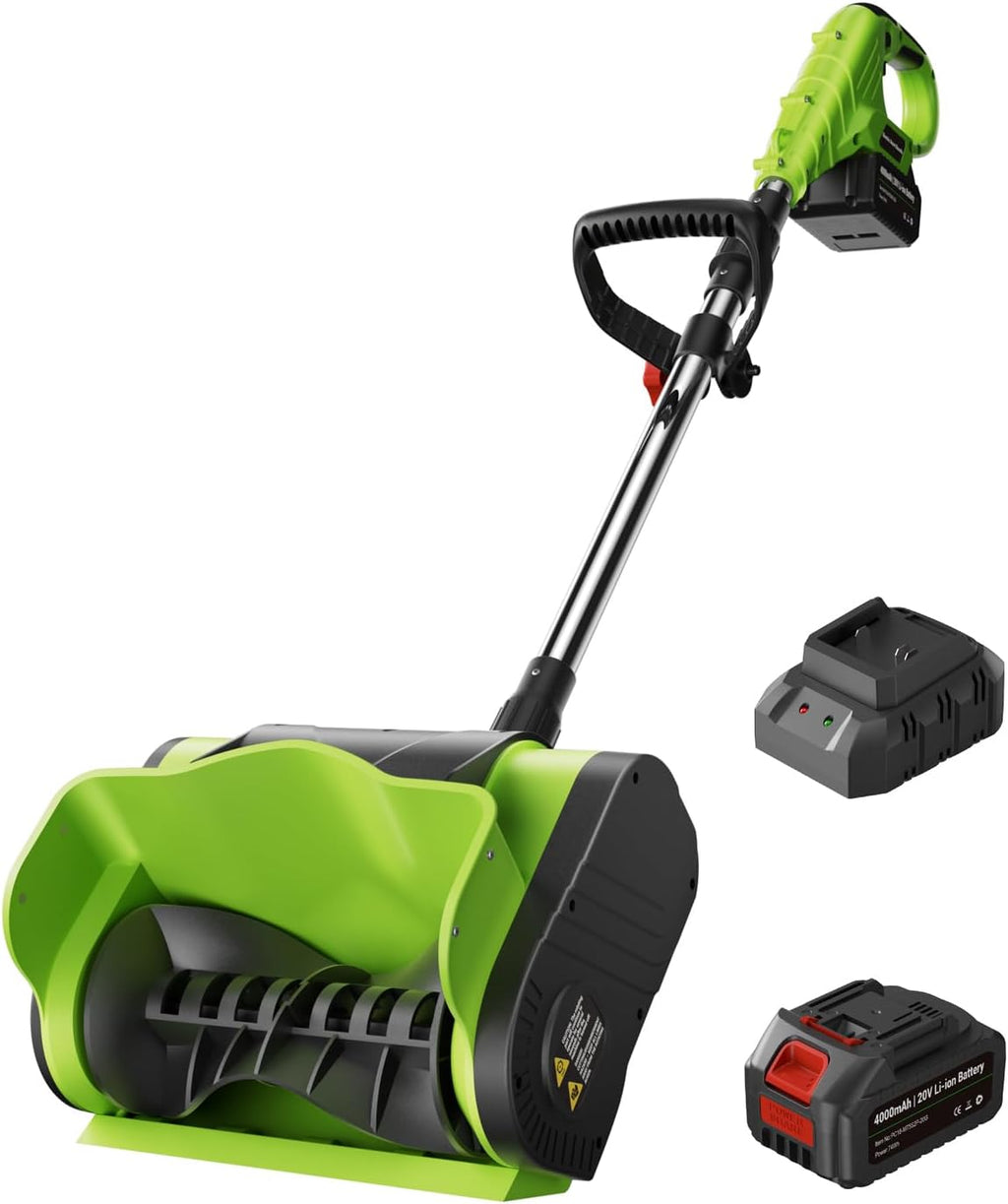 Electric Snow Shovel Cordless .20V | 12-Inch | 4-Ah Cordless Snow Blower  Battery Snow Blower with Directional Plate & Adjustable Front Handle(Battery & Quick Charger Included