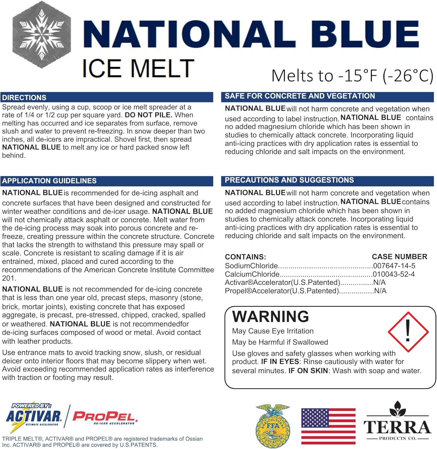 National Blue Ice Melt and Snow Salt 50lb Bucket - Fast Acting Ice Melter - Pet  Plant and Concrete Friendly  Environmentally Safe - Free of Magnesium Chloride - Melts to -15°F
