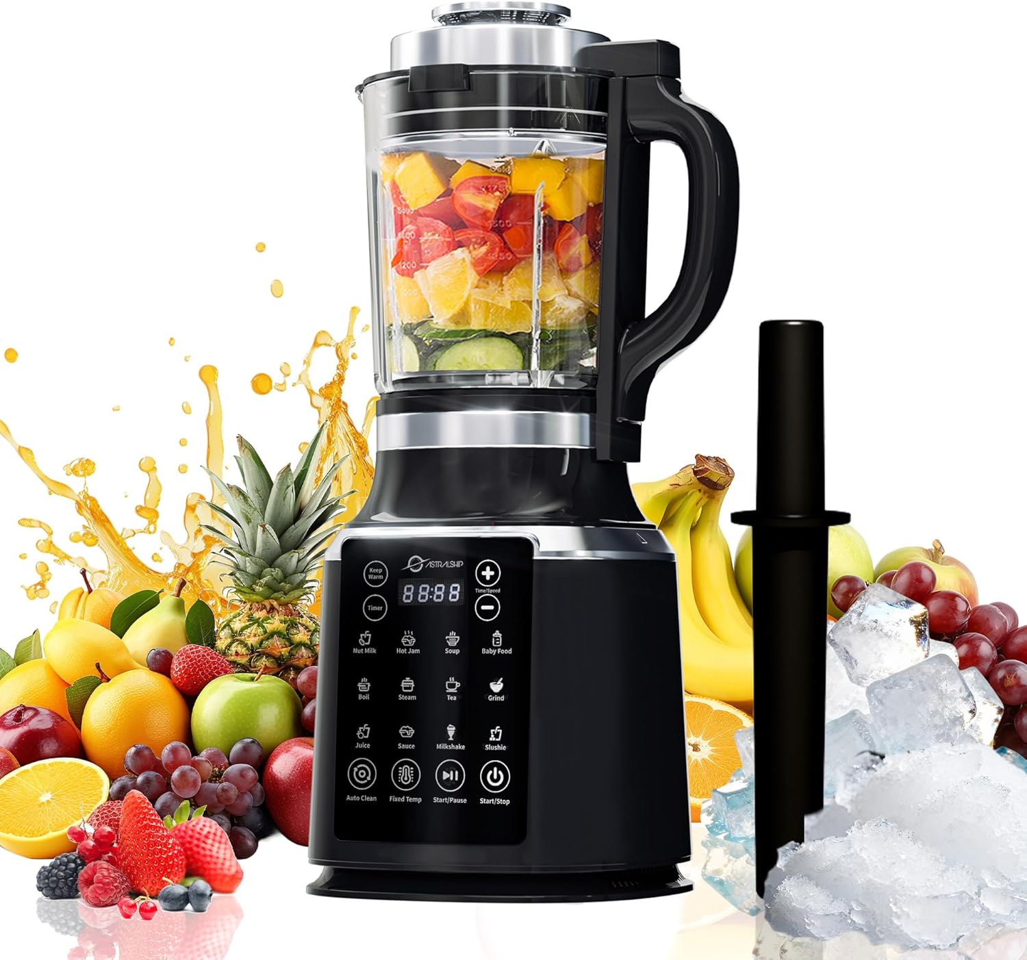 Glass Blenders for Kitchen with Tamper, Blender for Smoothies, Professional Blenders 1500W Motor, 9 Adjustable Speeds, 14 Preset Programs, High-Speed Heating Blender for Nut Milk, Soups, Sauces & More