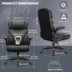 HeroSet Office Chair, Ergonomic Big and Tall Computer Desk Chairs, Executive Breathable Leather Chair with Adjustable Flip-up Armrests, Lumbar Support Swivel PC Chair with Rocking Function