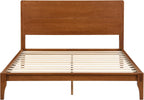 Merax Queen Size Bamboo Platform Bed, Mid-Century Modern Bed Frame with Tall Headboard, Solid Sustainable Bedframe Queen-size, Wood Slat Support, No Box Spring Needed, Easy Assembly, Noise Free, Brown