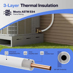 Della 50 Ft Length Central Air Conditioner Line Set, 3/8" & 3/4" O.D. Copper Pipes and 3/8" Thick White XPE Insulated Foam, Compatible with Central AC, Heat Pumps & Other HVAC Systems