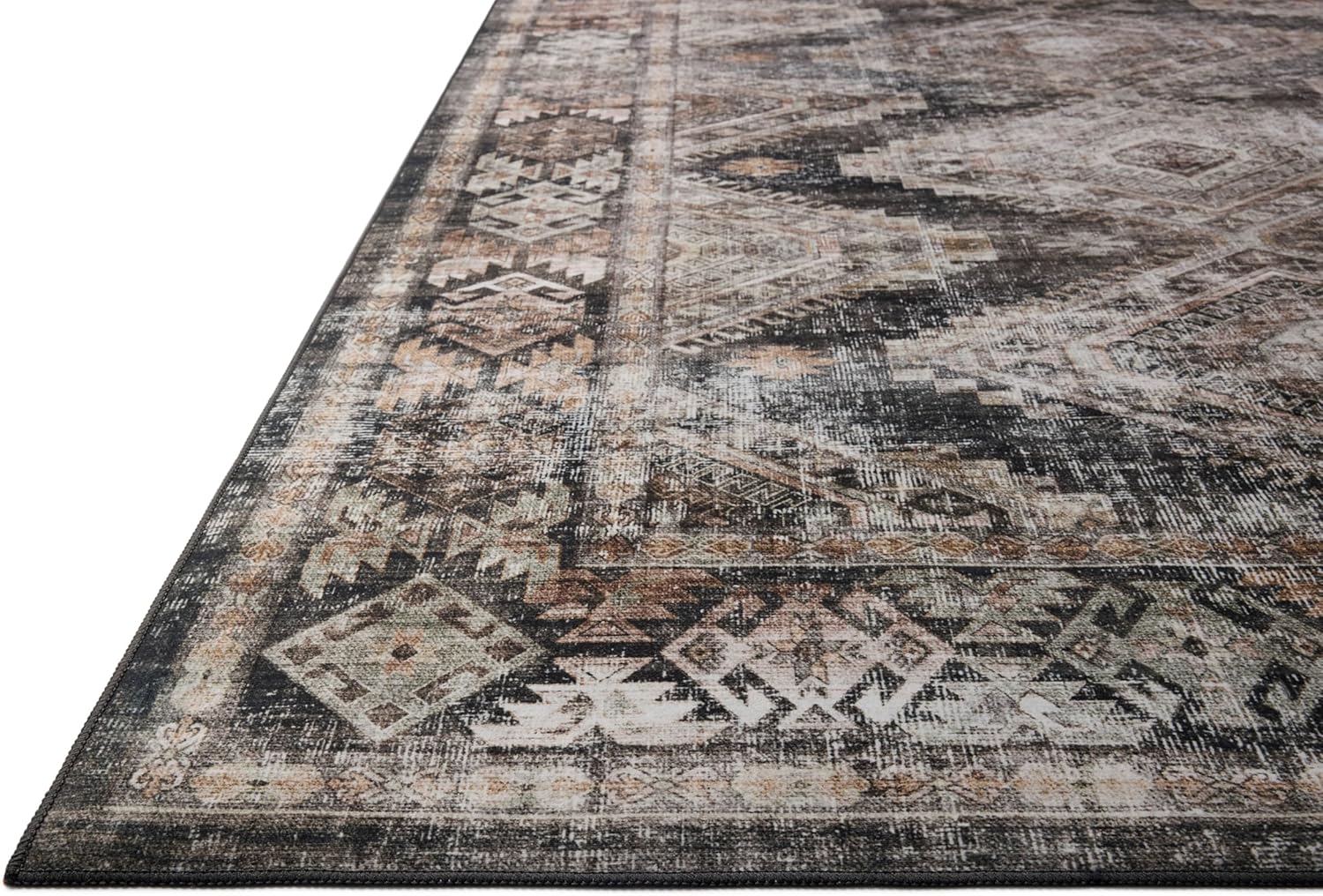 Loloi Amber Lewis Josie Collection JOS-04 Ink/Earth 9'-0" x 12'-0", .13" Pile Height, Low Profile, Machine Washable, Area Rug