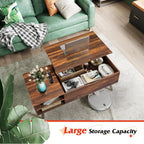 WLIVE Coffee Table, 47“ Lift Top Coffee Tables with Adjustable Storage Shelf and Hidden Compartment, Lift Tabletop Dining Table for Living Room, Rustic Oak
