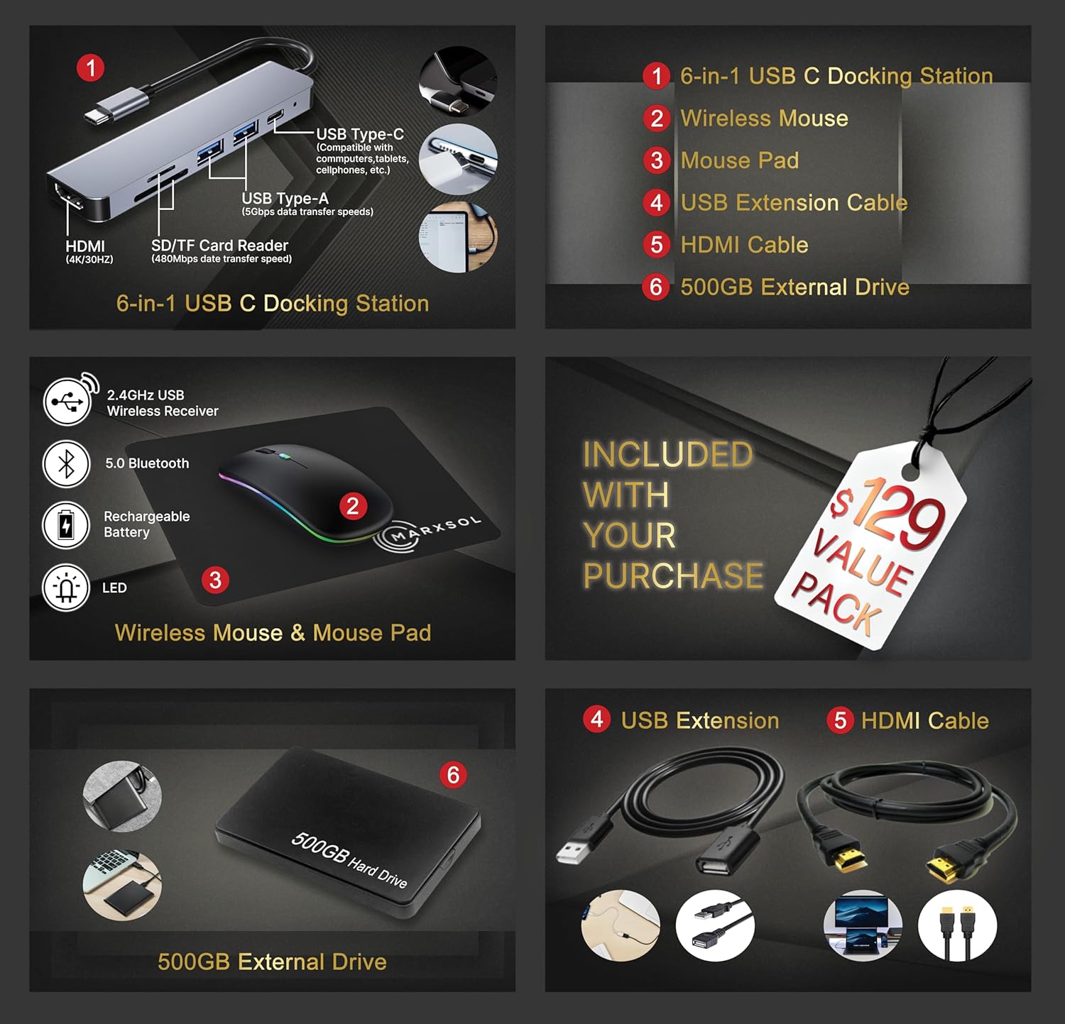 Lenovo IdeaPad Laptop Computer 2025  15.6" Display  12GB RAM  1.1TB Storage (500GB SSD + 128GB eMMC + 500GB Ext)  Intel Dual Core Processor  Long Battery  MarxsolAccessory  1 Year Office 365  Win 11