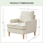 VKNOW Mid-Century Accent Chairs Set of 2, No Tools Assembly Required, Modern Upholstered Polyester Armchairs for Living Room & Bedroom, Comfortable Reading Chairs with Wood Legs, Beige