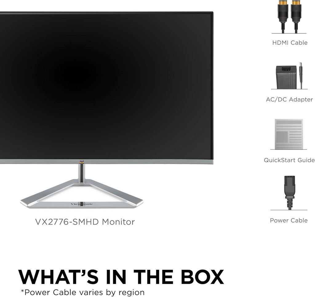 ViewSonic VX2776-SMHD 27 Inch 1080p IPS Monitor with FreeSync  Ultra-Thin Bezels  HDMI and DisplayPort