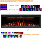 Benrocks 60'' WiFi- Enabled Electric Fireplace Inserts - Alexa & App Control, Slim Recessed & Wall Mounted, 13 * 13 * 3 Flame Color Combinations, 750W/1500W, Black