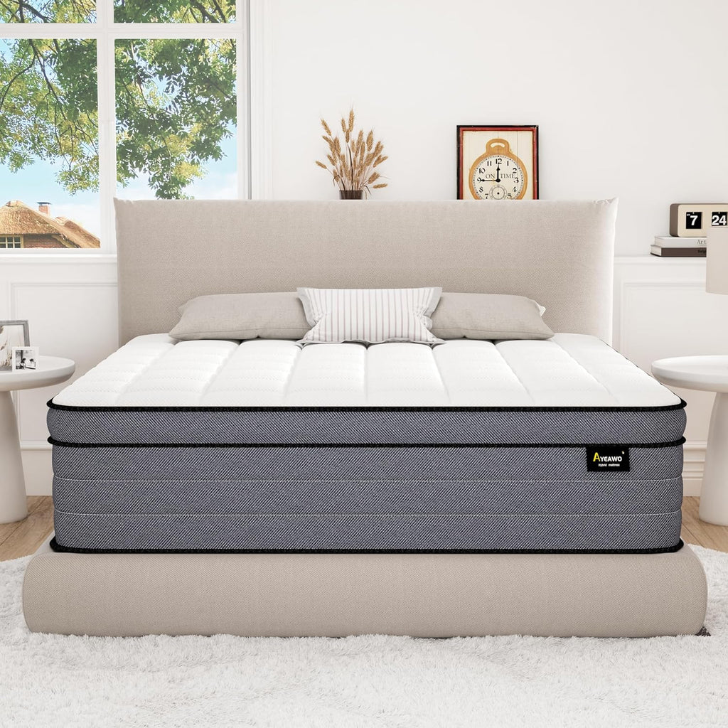 12 Inch Medium Firm King Size Mattress - Colchones King Hybrid with Individual Spring & Gel Memory Foam, Lumbar Support, Pressure Relief, Motion Isolation, CertiPUR-US, 365 Night Trial