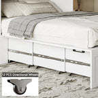 CHUWELL Full Size Murphy Bed with Charging Station & Drawer, Farmhouse Full Size Mobile Cabinet Bed Frame, Murphy Chest Bed Cabinet for Bedroom, Guest Room