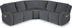 VANSOFY Extra Large Reclining Sectional Couch Covers, Washable 5-Piece Sofa Covers for L Shape Sectional Sofa Corner Seater, Thick, Soft Sofa Slipcovers (5 Seat Recliner Cover,Charcoal Gray)