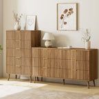 LYNSOM Fluted 5 Drawers Dresser, 45" Tall Modern Chest of Drawers with Curved Profile Design and Metal Handle, Wood Drawer Organizer for Bedroom, Living Room, Hallway, Entryway, Walnut