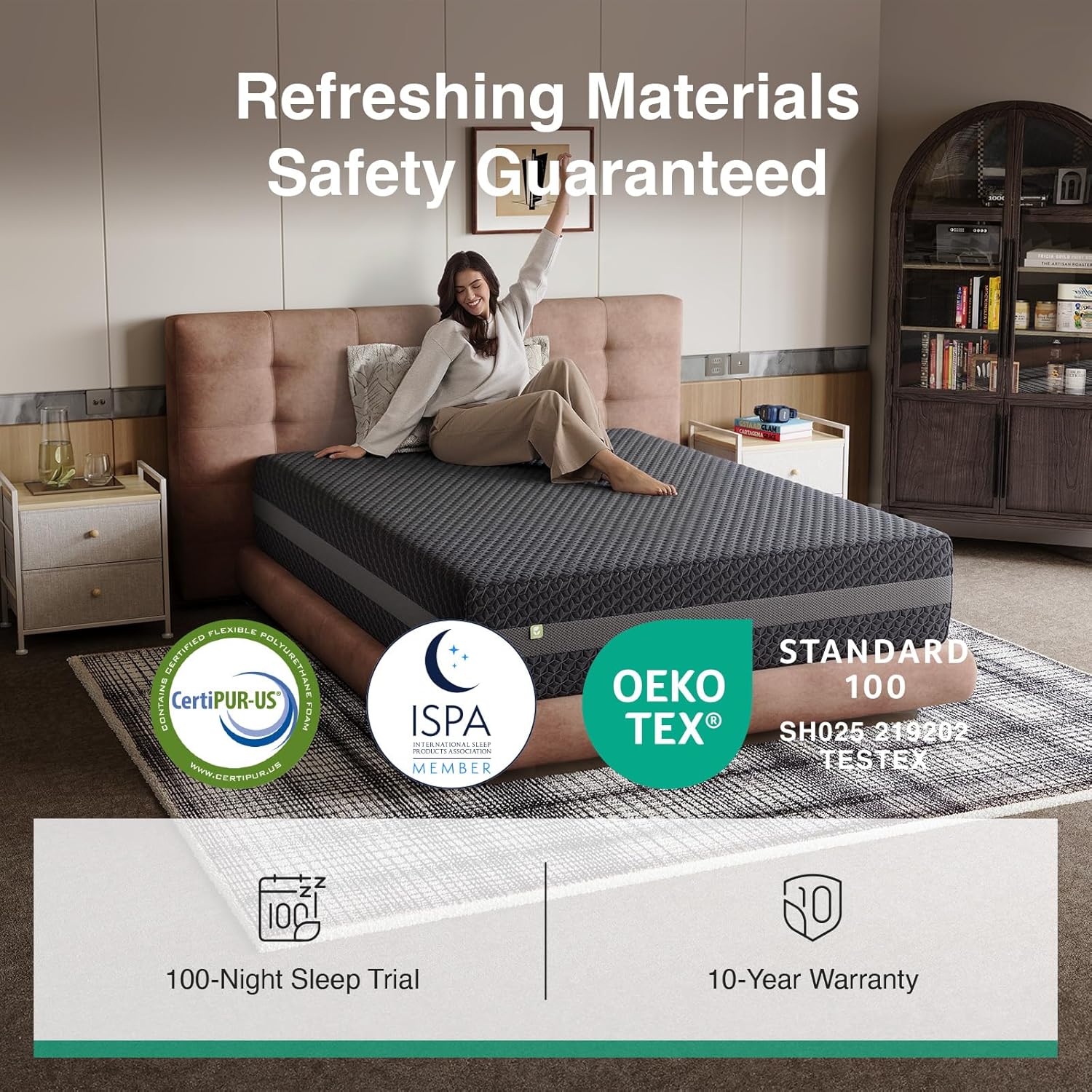 Novilla Queen Mattress 12 Inch, Queen Gel Memory Foam Mattress for Spinal Alignment, Responsive Support & Refreshing Sleep Comfort, with Green Tea-Infused Foam, Medium Firm, Mattresses in a Box