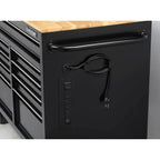 46-in W x 24.5-in D 9-Drawer Mobile Workbench with Hardwood Top and Power Station  Gloss Black