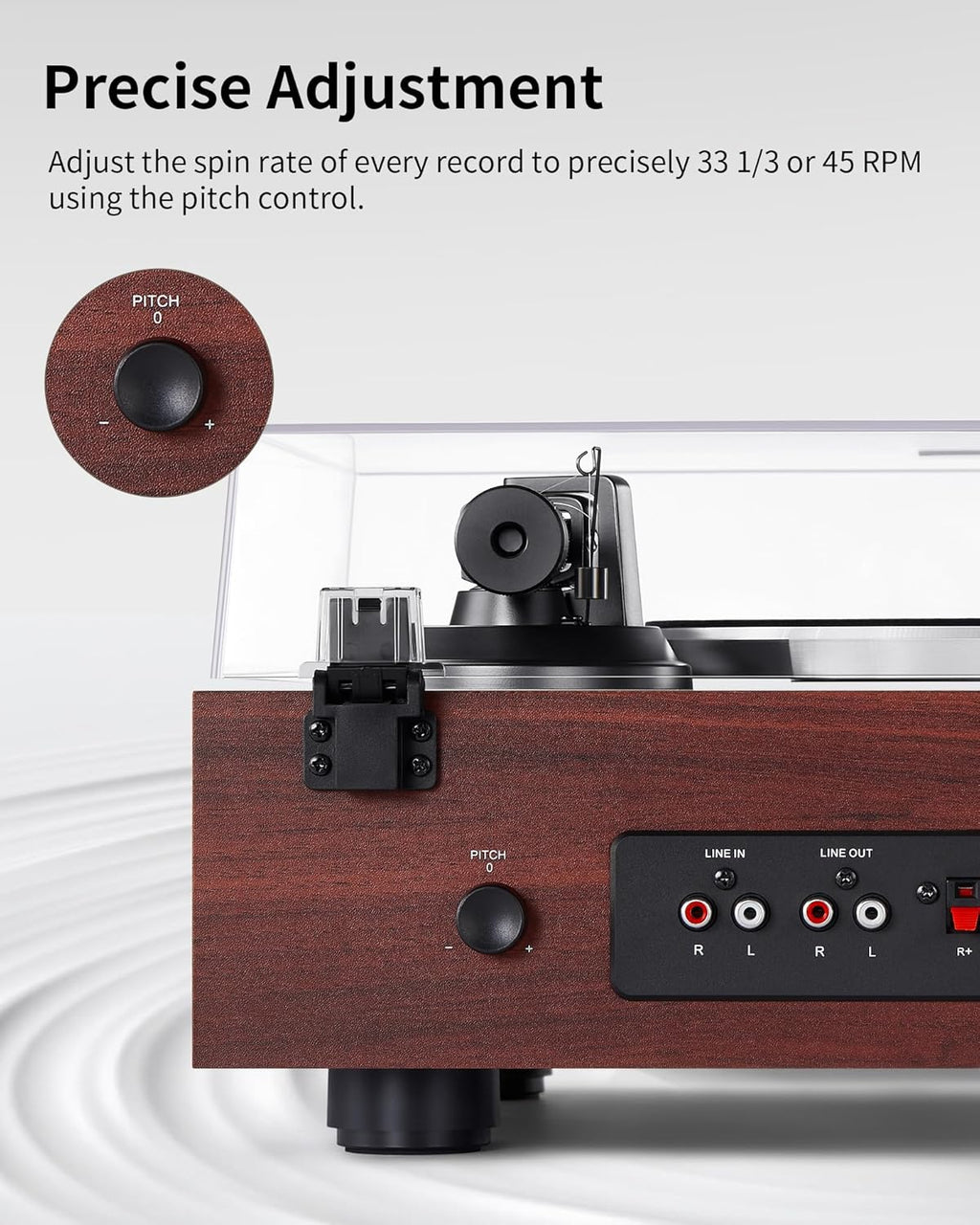 ANGELS HORN Bluetooth Turntable with Speakers  Vinyl Record Player System with AT-3600L  Built-in Phono Preamp  Belt Drive 2-Speed  Adjustable Counterweight  Pitch Control Hi-Fi Record Player System