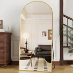 OGCAU 76"x34" Arched Full Length Mirror, Hanging Leaning or Standing Full Body Mirror, Wall Mounted Mirror with Aluminum Frame for Living Room, Bedroom or Cloakroom (Gold)