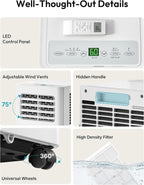 EUHOMY Portable Air Conditioners 10,000 BTU, 4-in-1 Air Conditioner Portable Up to 450 Sq.Ft. with Cool, Fan, Dehumidifier, Sleep, Portable AC Unit with LED Remote & 24H Timer, Installation Kits