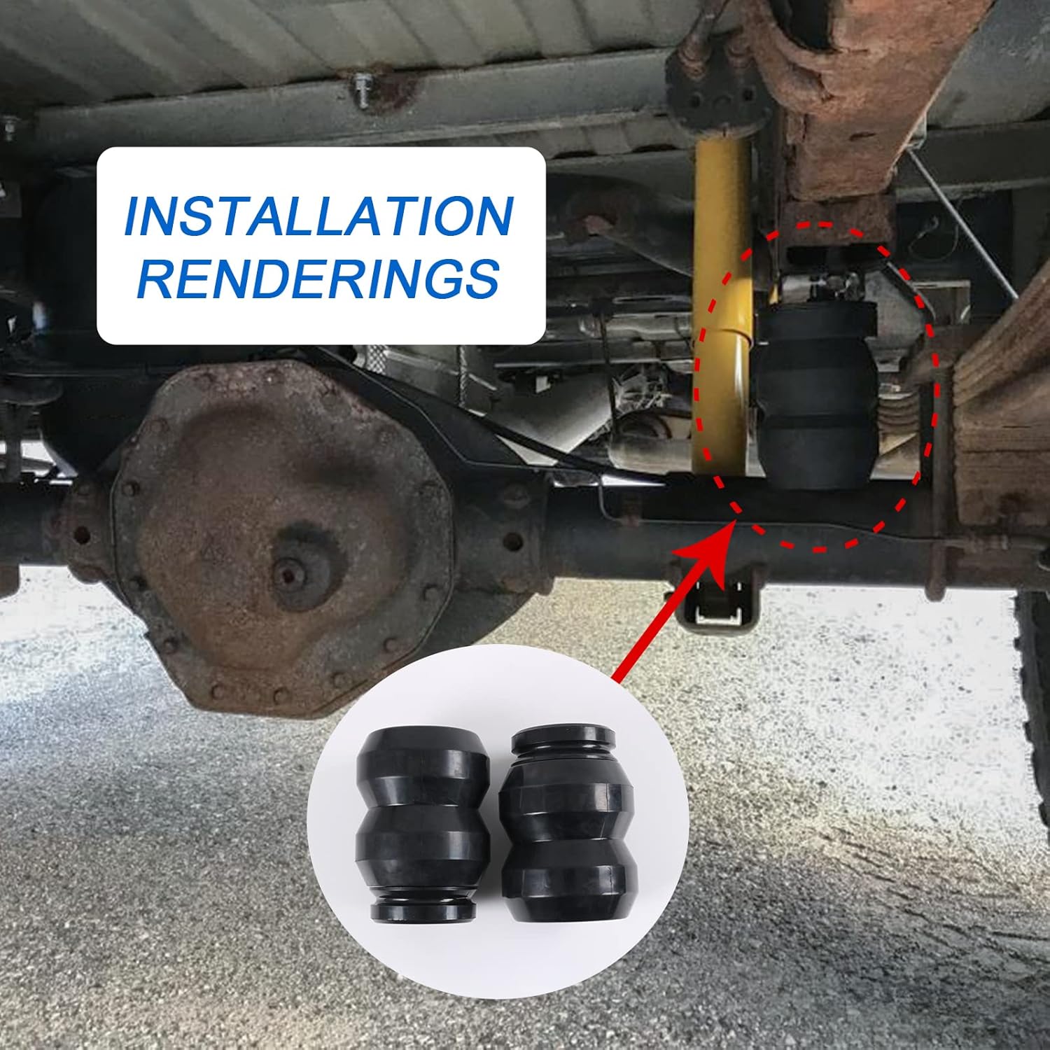 DICMIC Rear Suspension Rubber Helper Spring Kit Compatible with 2009-2021 Dodge Ram 1500 2WD/4WD Replace# DR1500DQ