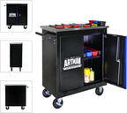 2-Door 2-Shelf Rolling Tool Chest with Stainless Steel Countertop,Tool Chest with Secure Locking System,Mobile Storage Tool Cabinet with 360°Wheels and Padded Feet,for Home,Garage(Black+Blue)