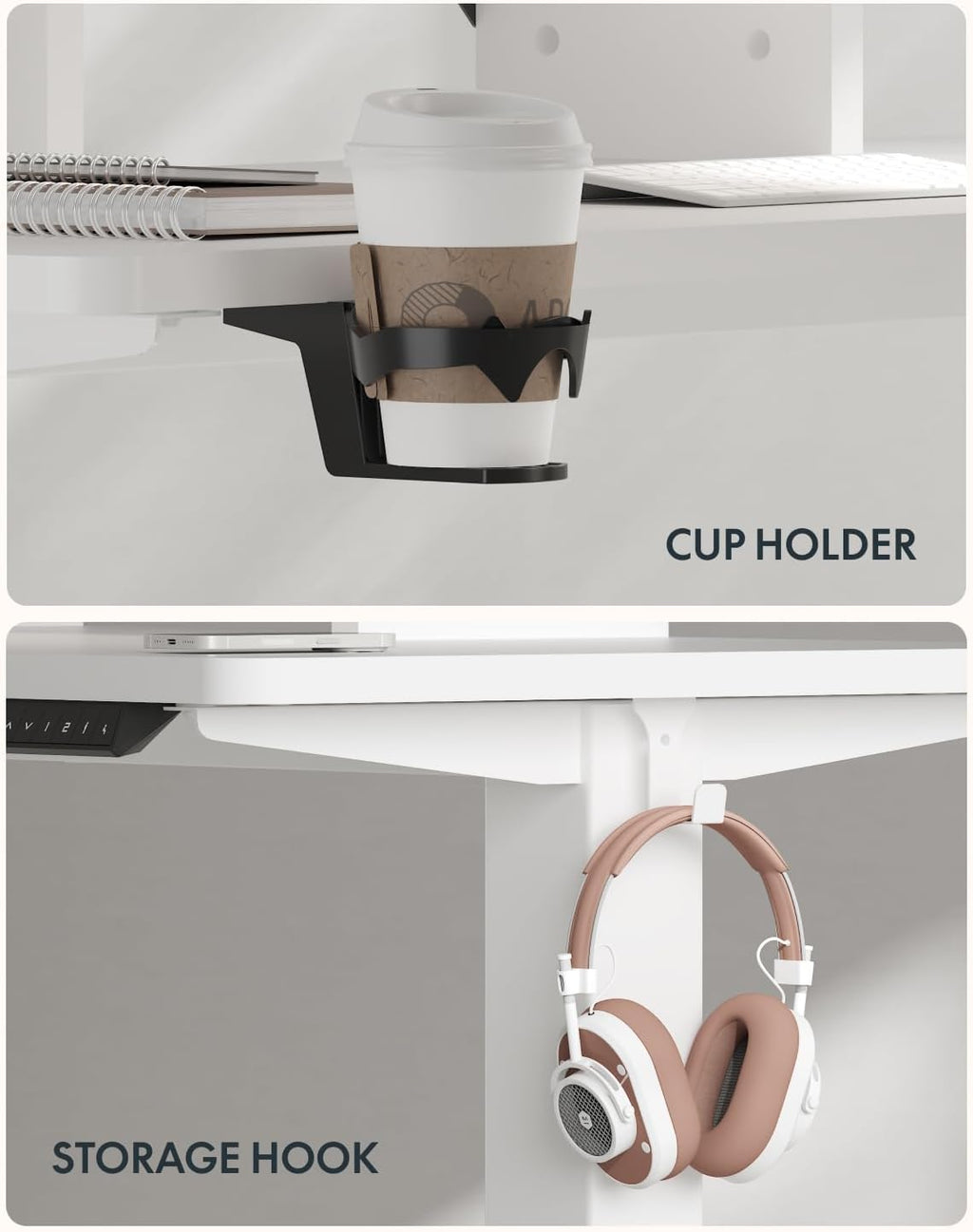 FLEXISPOT 71x32 Inch Electric Large Standing Desk for Home & Office, Spacious Splice Board Desk with Cable Management & Organizer, Cup Holder & Hook, White Wood Grain
