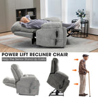 Power Lift Chair Lay Flat Recliner Dual Motor Recliner Chair with Massage Heat for Adults,Up to 400 LBS Recliners with 2 Remote Controls and 2 Cup Holders