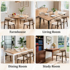 Farmhouse Dining Chairs Set of 4, Mid Century Modern Fabric Upholstered Kitchen Chairs, Wooden Dining Room Chair with Curved Back for Kitchen Dining Room Restaurant Cafe, Light Camel (Only Chairs)